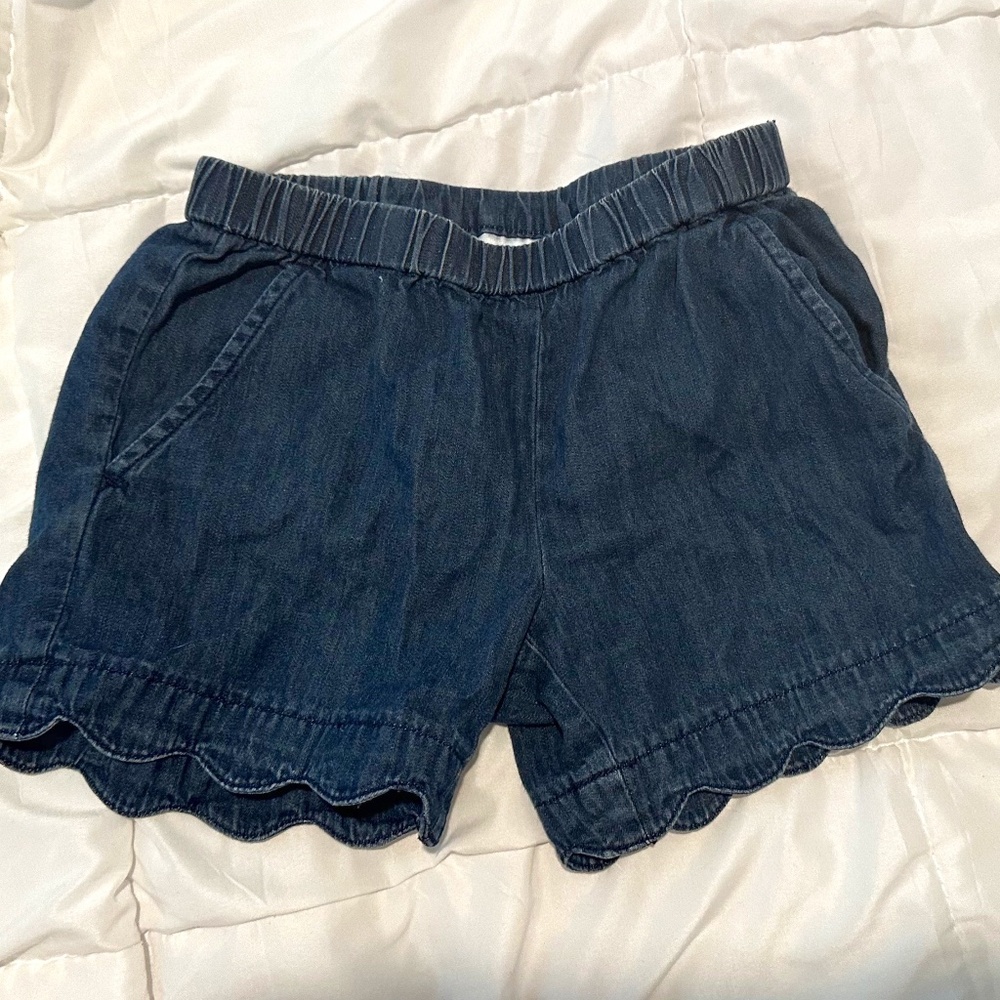 Hanna Andersson Scalloped Hem Denim Pull On Shorts